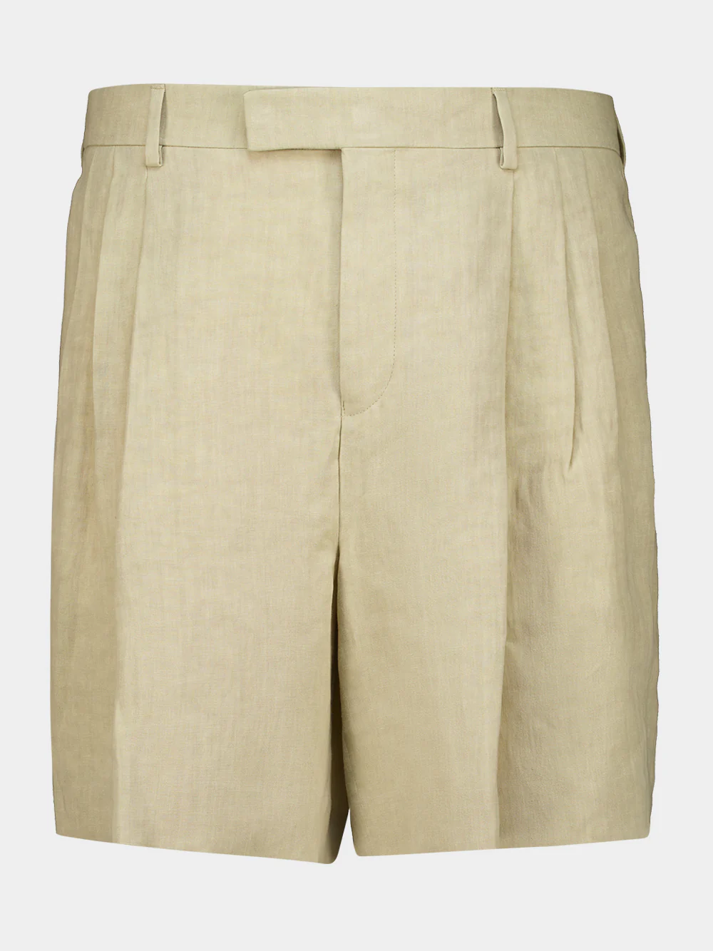 Stone Linen Tailored Bermuda Shorts