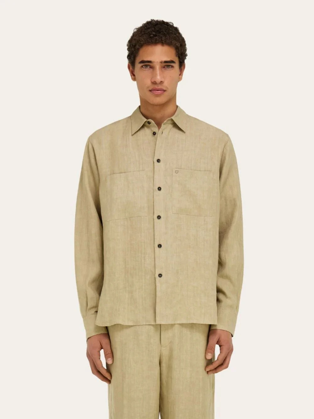 Stone Beige Pure Linen Shirt - Image 2