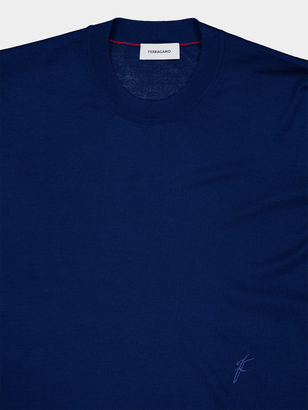 Teal Blue Wool Crew Neck Sweater - Image 3