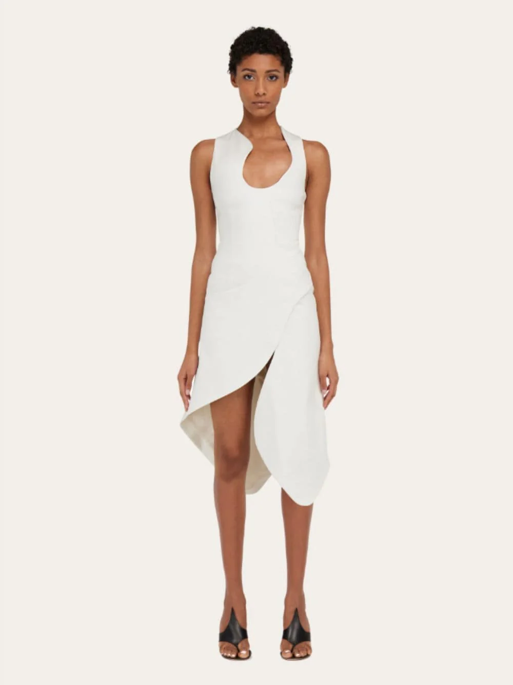 White Sleeveless Midi Dress