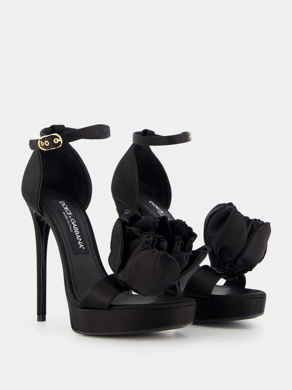 Floral Appliqué Satin Platform 105mm Sandals - Image 3