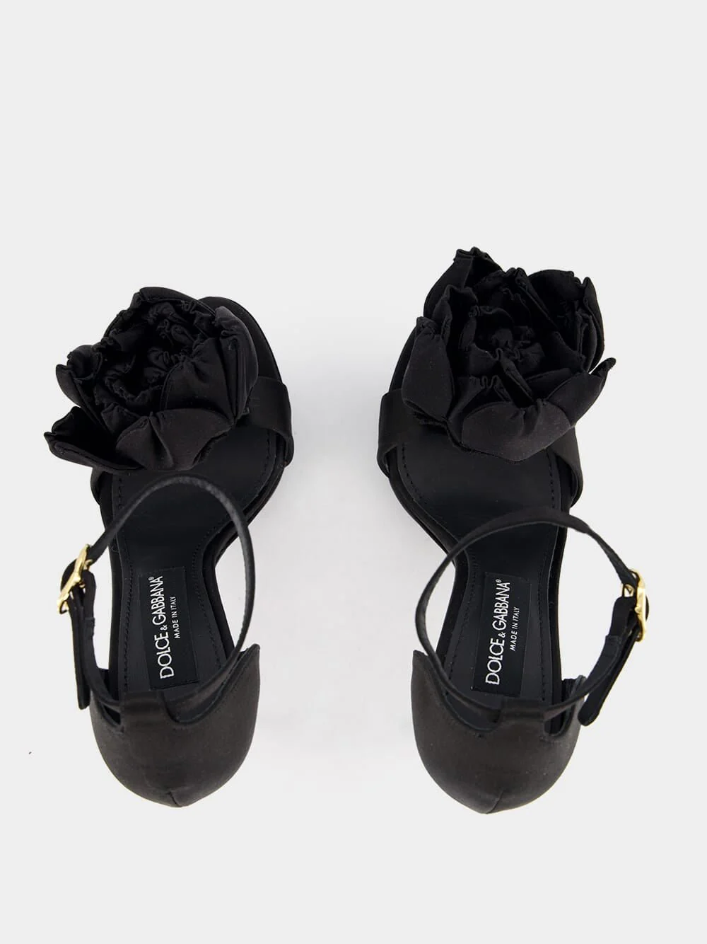 Floral Appliqué Satin Platform 105mm Sandals - Image 4