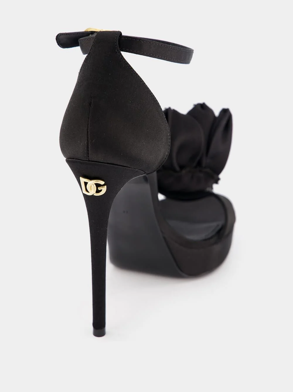 Floral Appliqué Satin Platform 105mm Sandals - Image 7