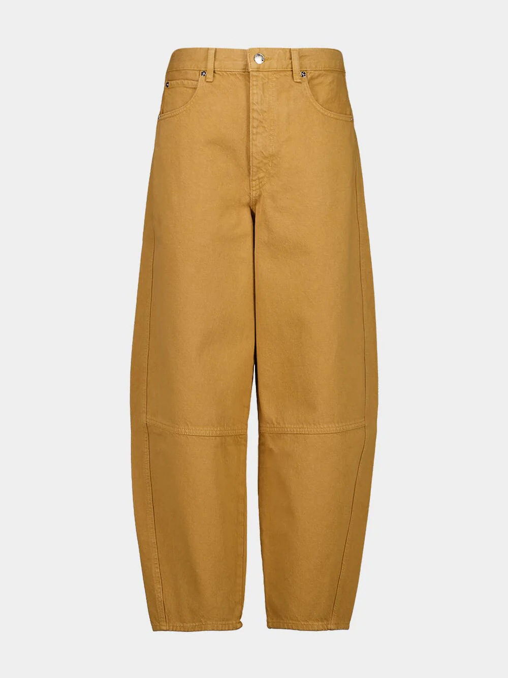 Camel High-Rise Bubble Barrel Jeans