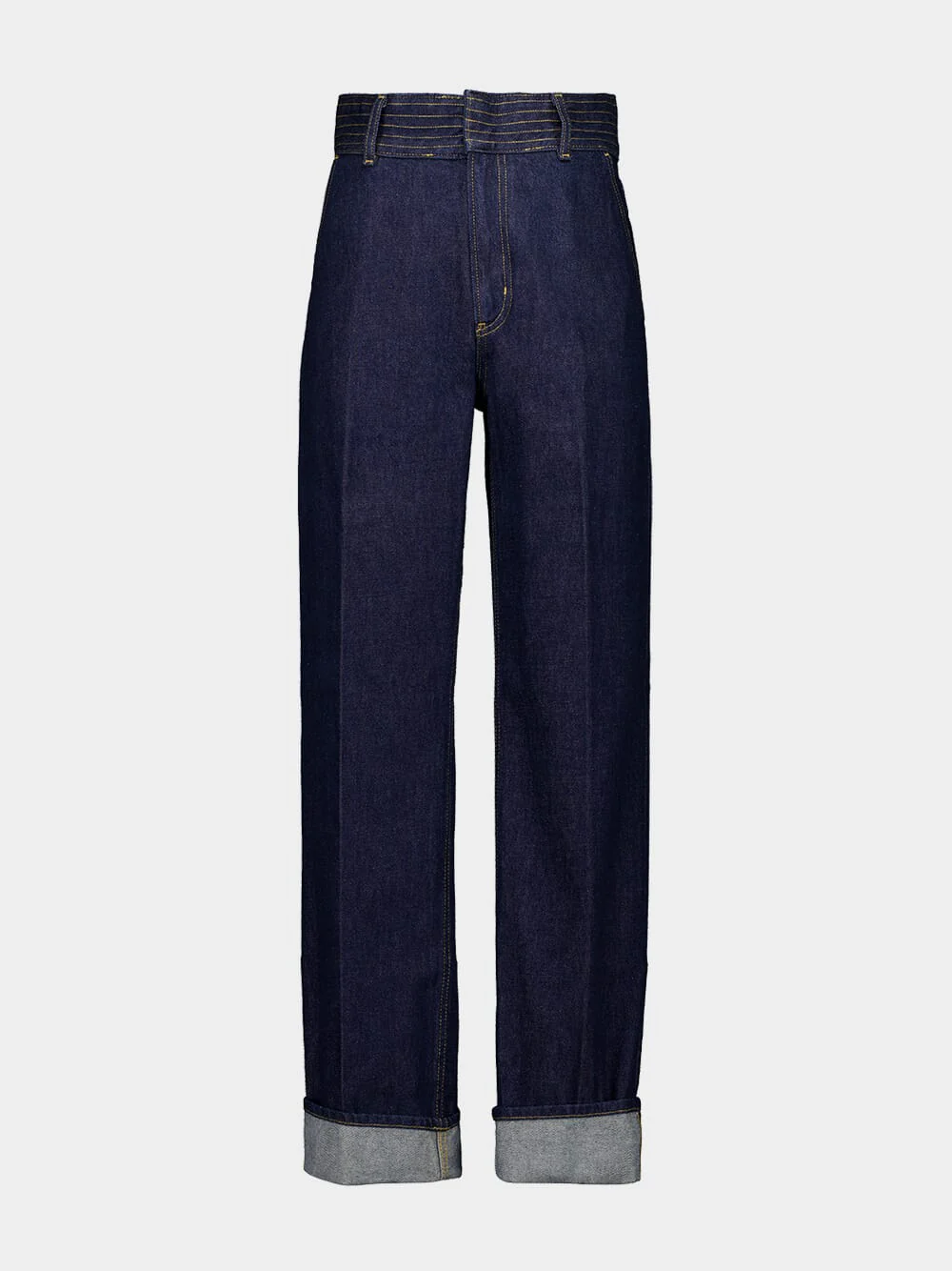 Dark Blue Trapunto Denim Trousers