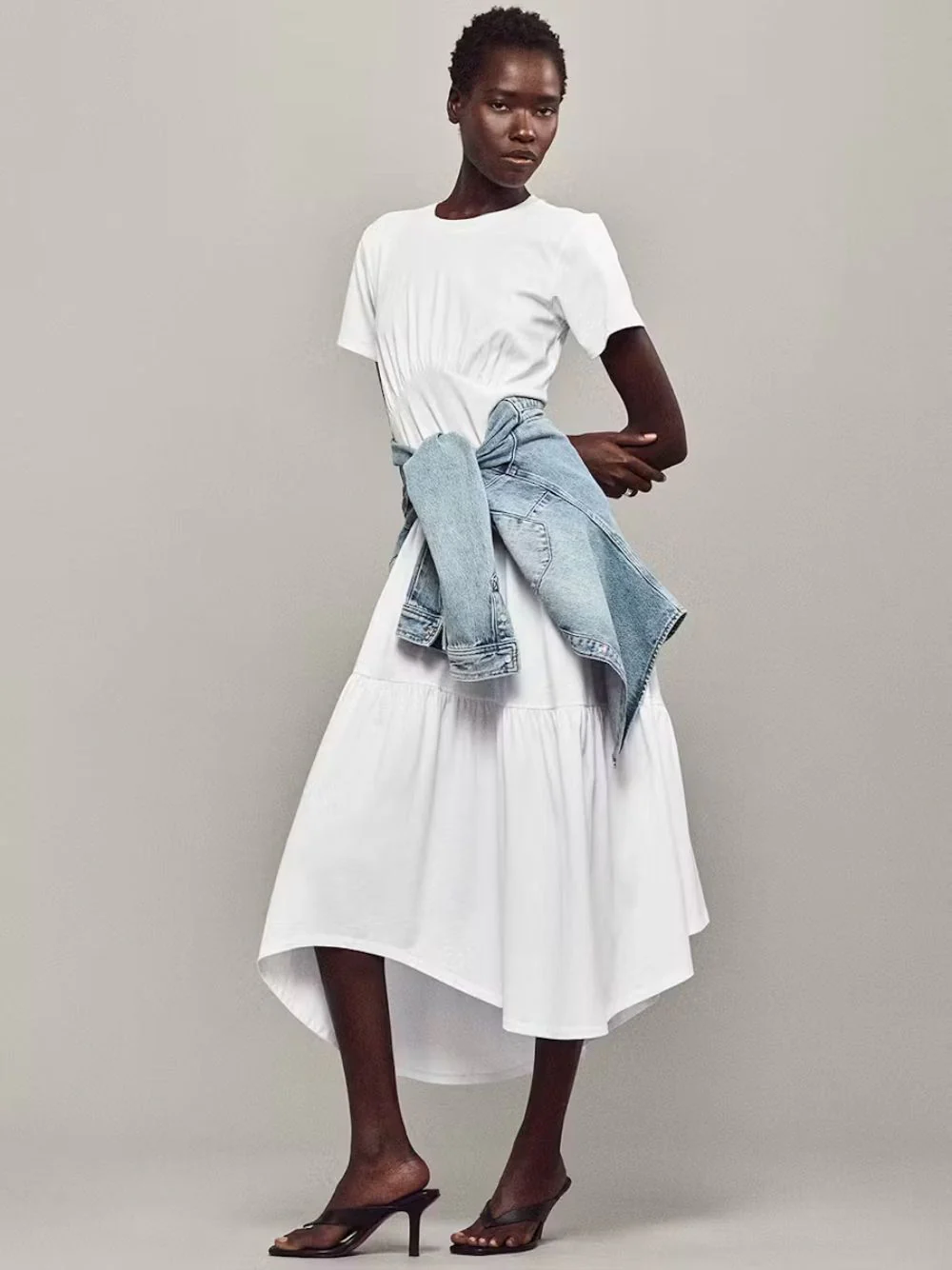Gathered Seam Short Sleeve Dress - Image 2