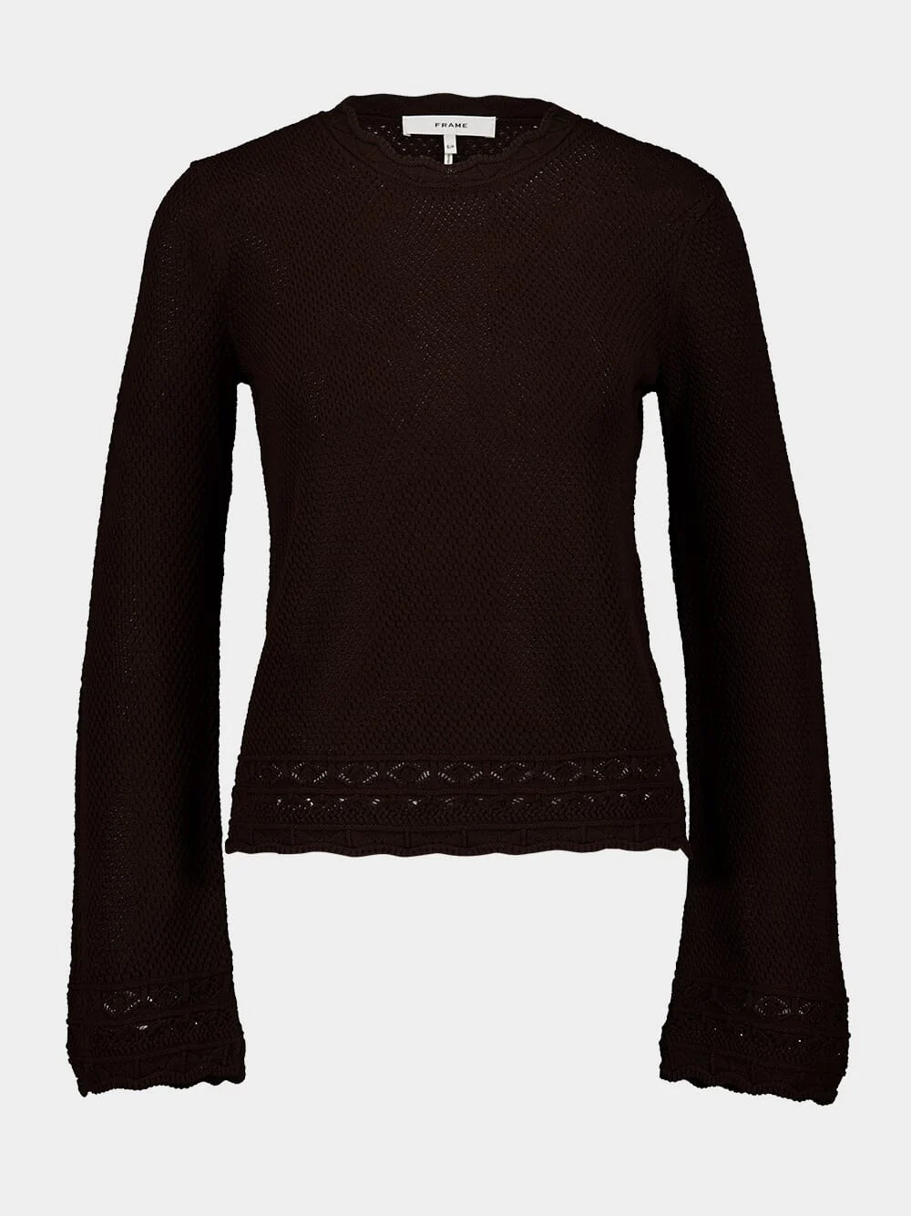 Pointelle-Knit Bell-Sleeve Jumper
