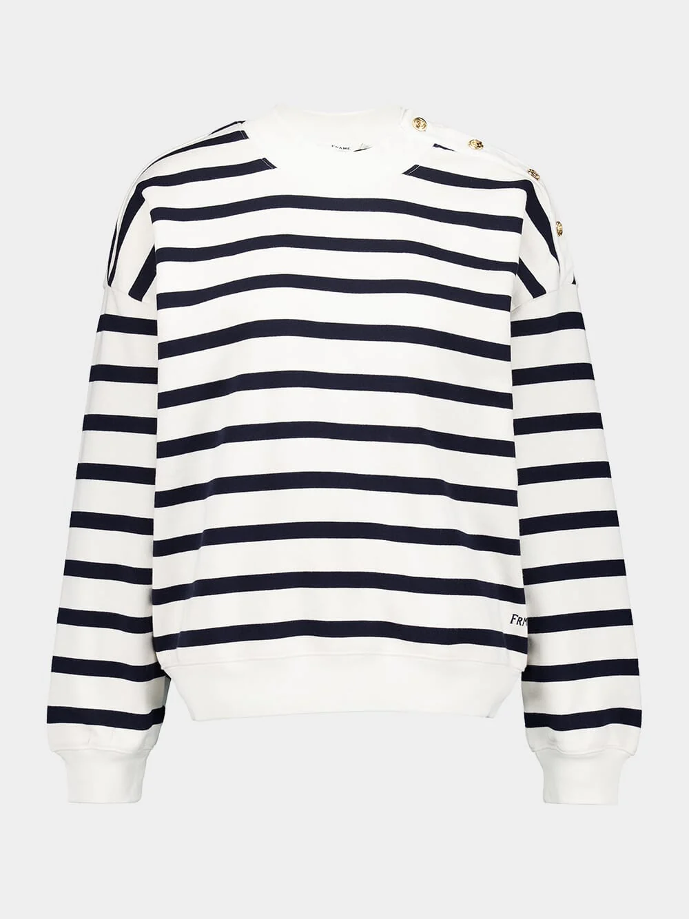 Striped Button-Detail Sweatshirt