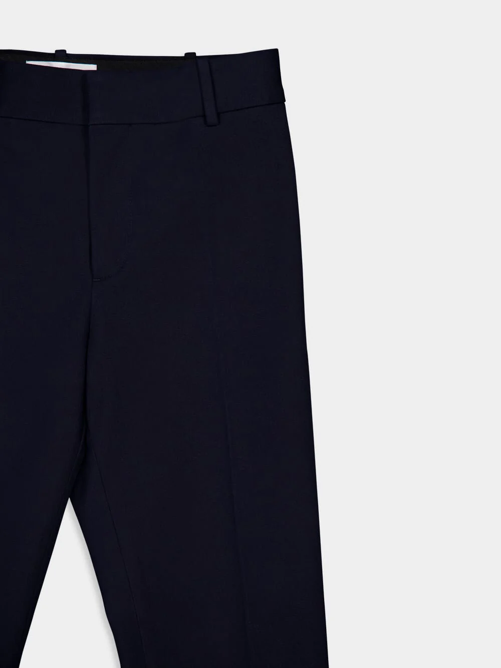 Dark Blue Cropped Boot-Cut Trousers - Image 3