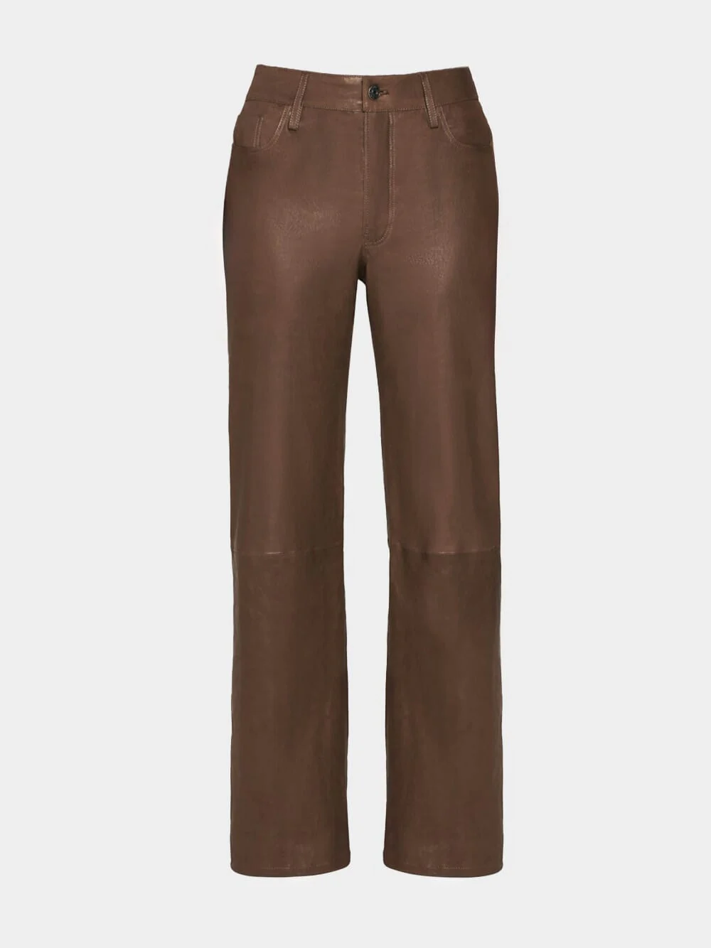 Le Slim Palazzo Leather Trousers in Bark