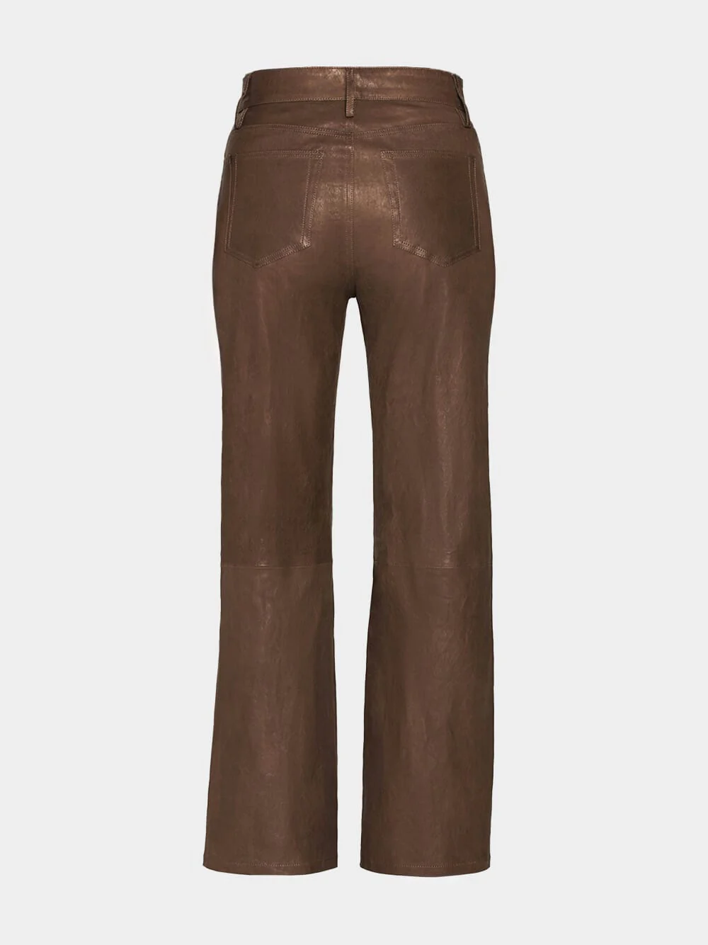 Le Slim Palazzo Leather Trousers in Bark - Image 3