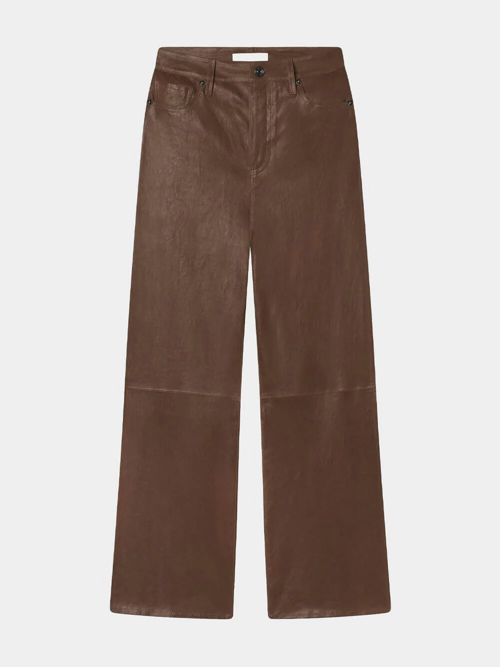 Le Slim Palazzo Leather Trousers in Bark - Image 5