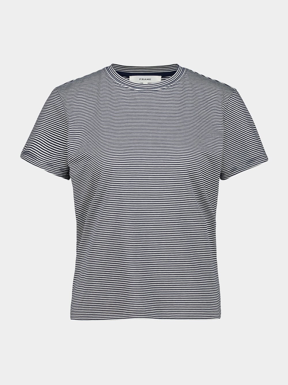 Navy Striped Cotton Crewneck T-Shirt