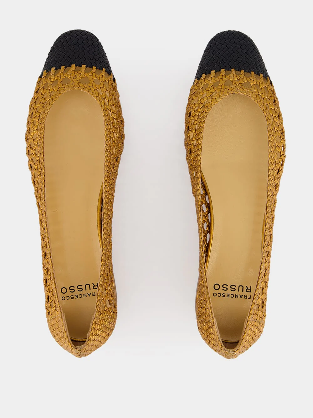 Black and Old Gold Laminated Nappa Ballerinas - Image 4