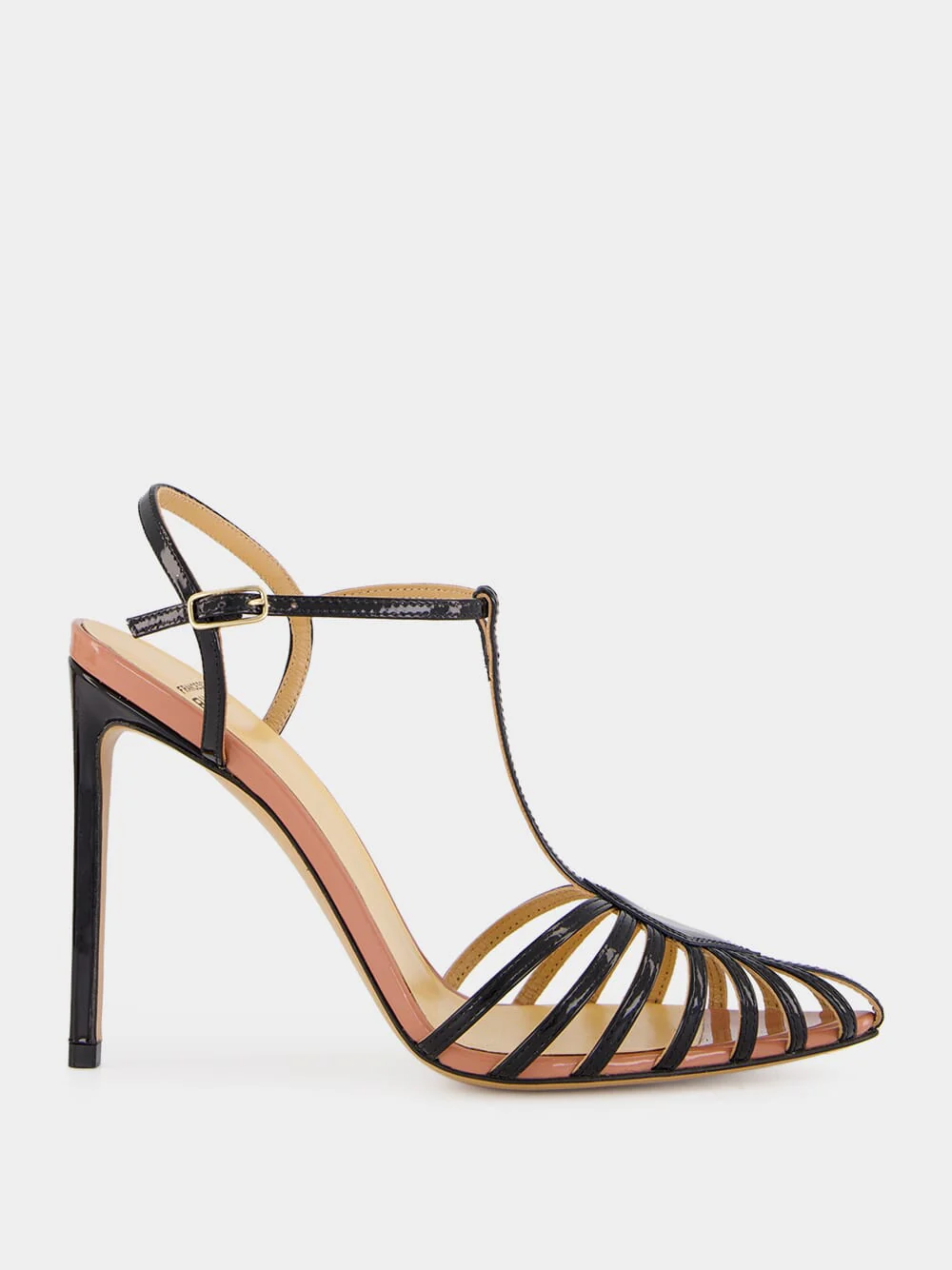 Black Cage Sandal in Patent Leather