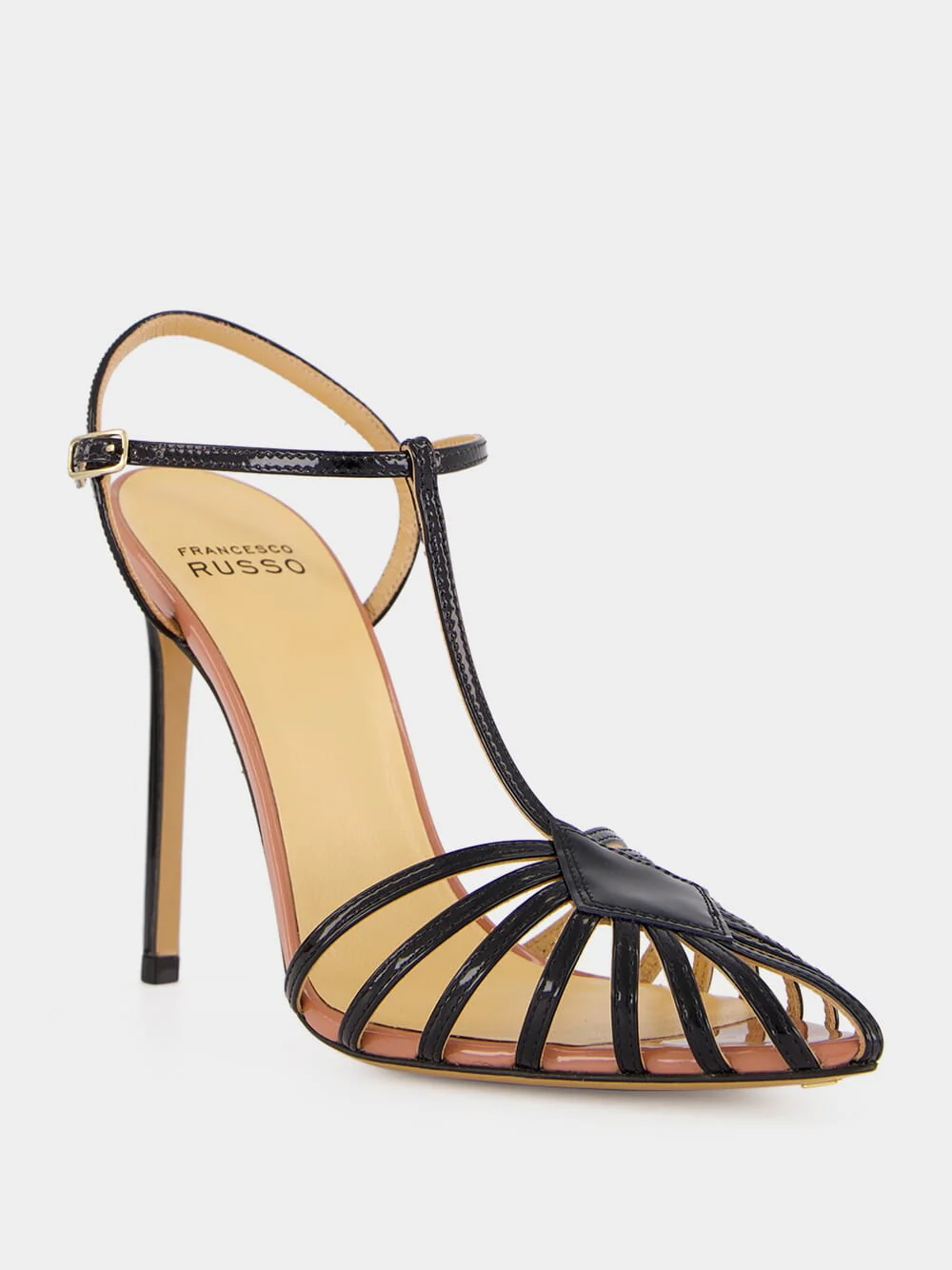 Black Cage Sandal in Patent Leather - Image 2
