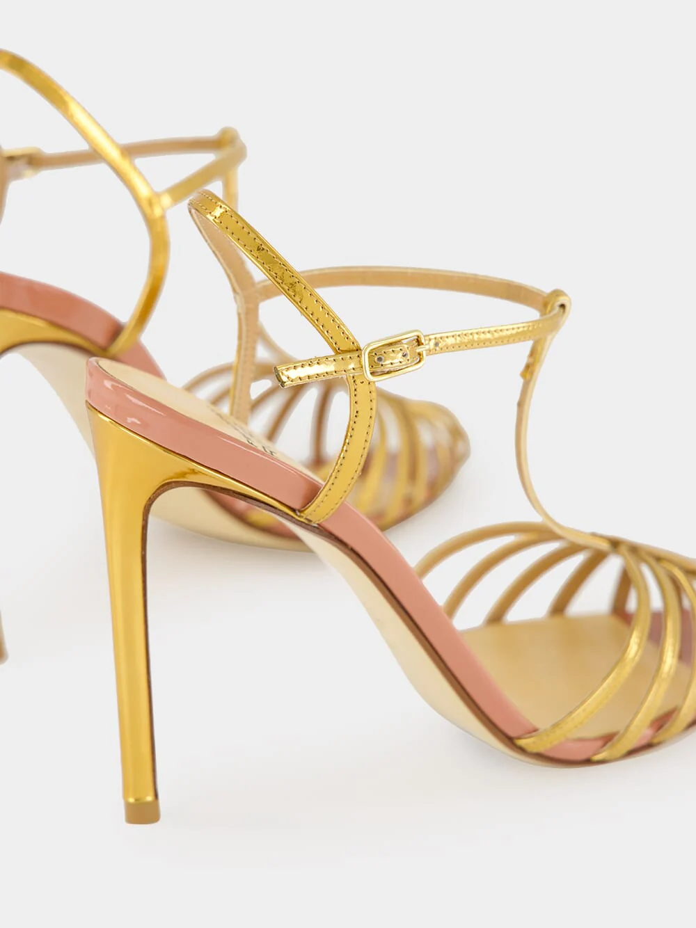 Gold Cage Sandals in Kid Leather - Image 6