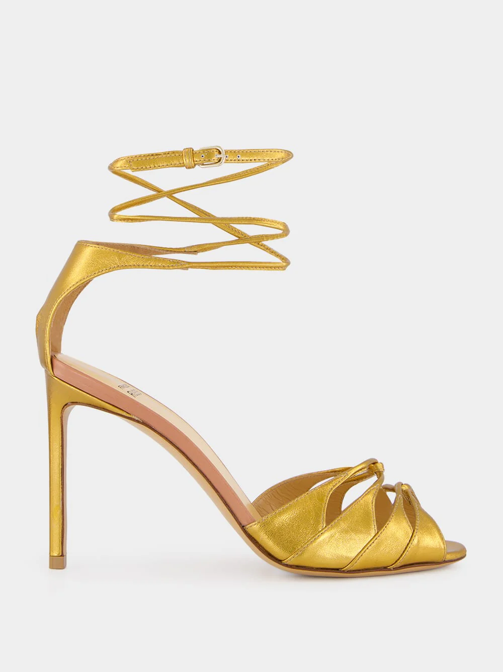 Old Gold Lace-Up Sandal in Laminated Nappa