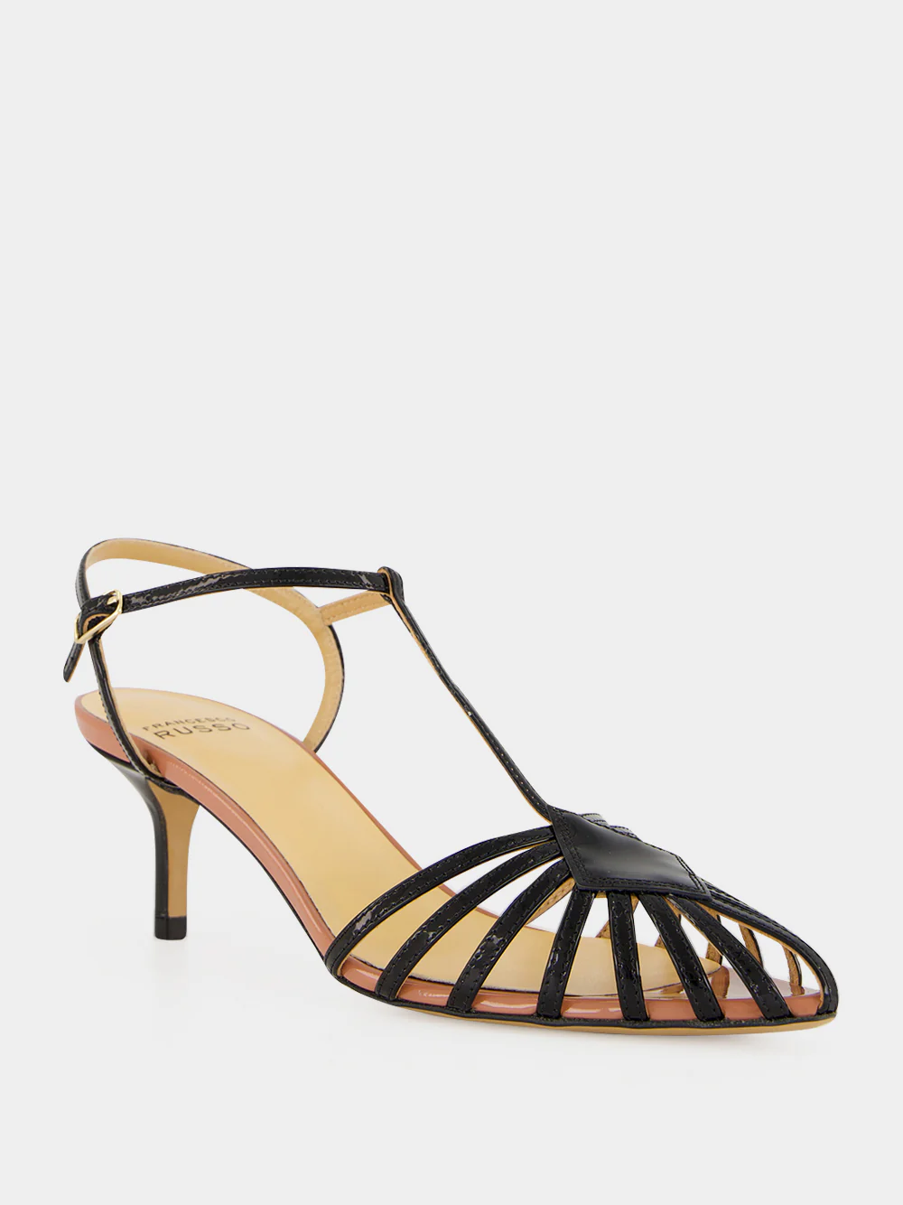 Black Patent Leather Cage Sandals - Image 2