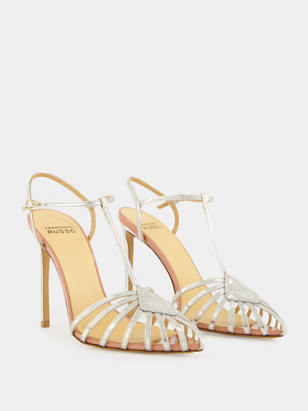Silver Cage Sandals in Mirrored Leather - Image 3