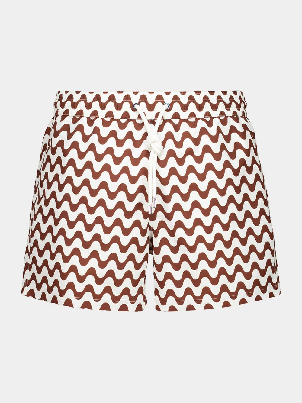 Brown and Ecru Copacabana Print Swim Shorts