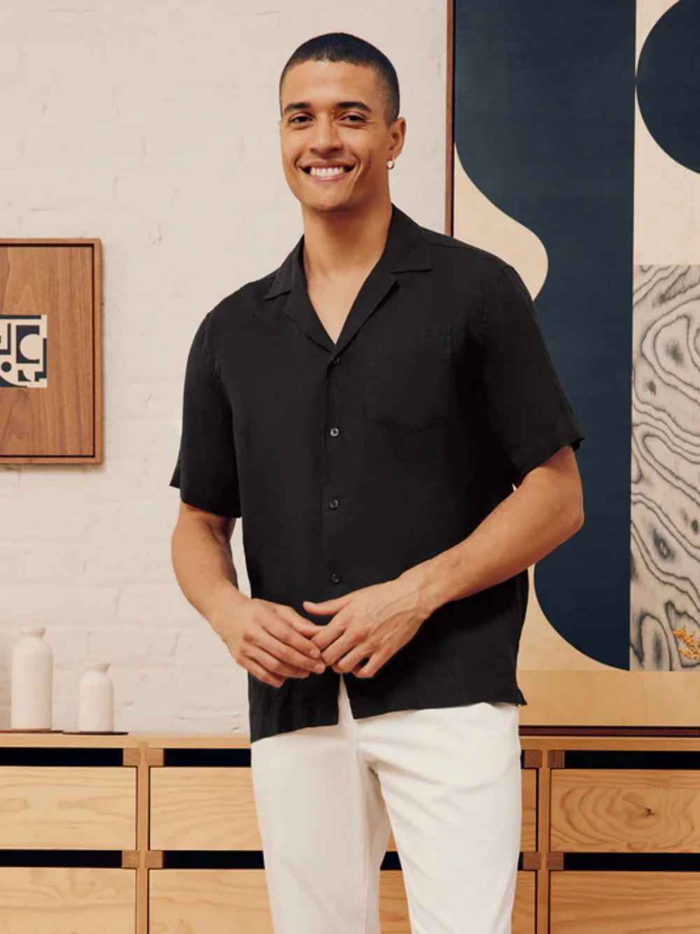 Angelo Linen Camp Collar Shirt