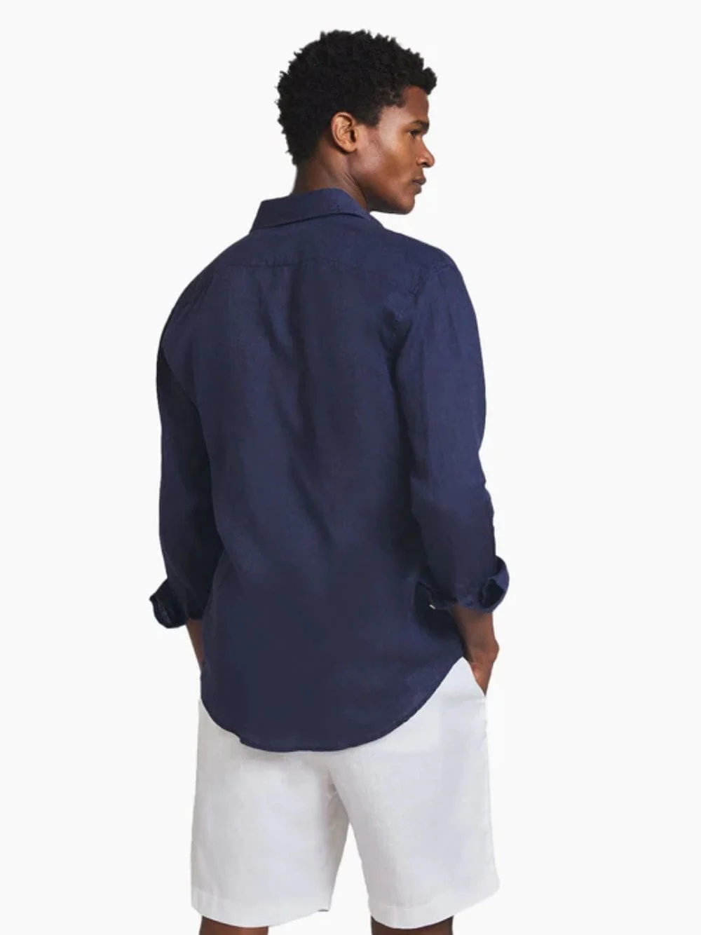 Antonio Midnight Blue Linen Shirt - Image 4