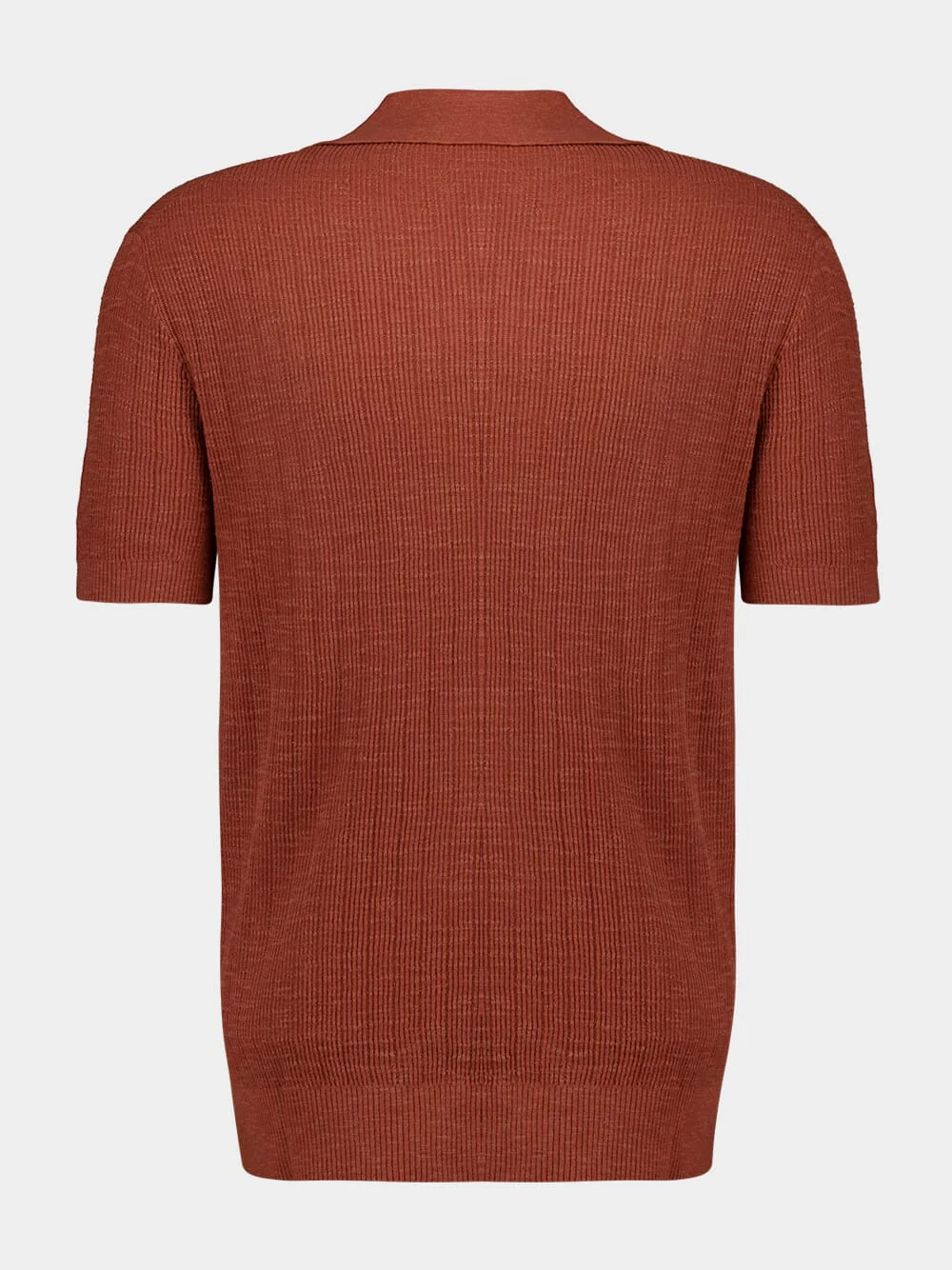 Brown V-Neck Joaquim Cotton Polo Shirt - Image 2