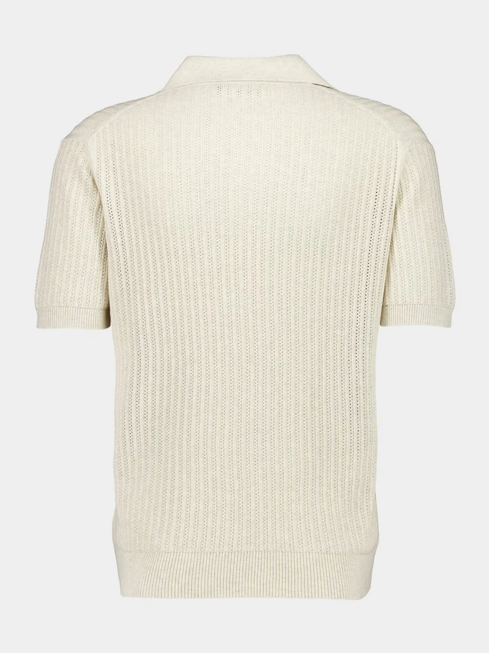 Ivory Chain Stitch Knit Polo - Image 3