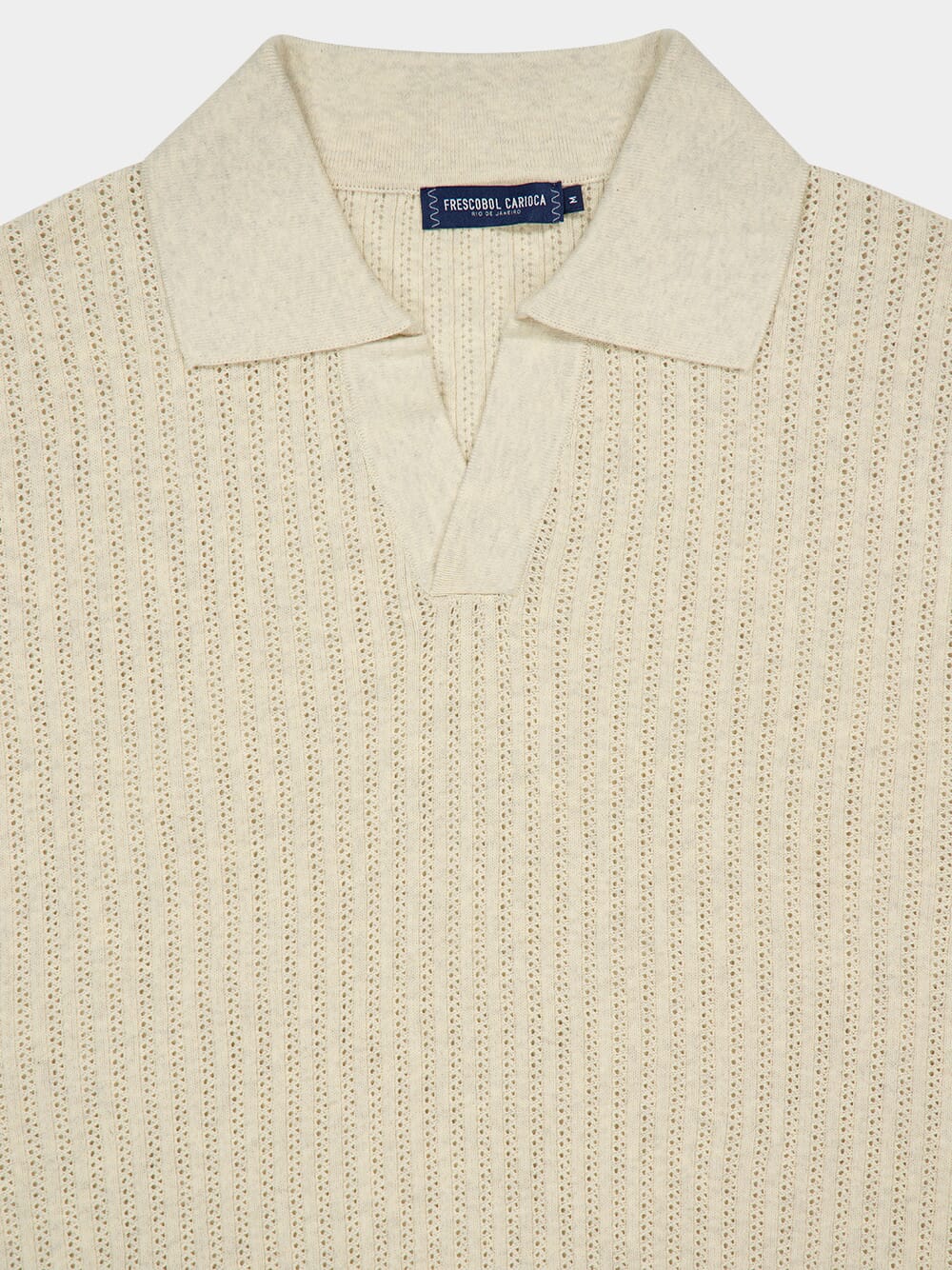 Ivory Chain Stitch Knit Polo - Image 4