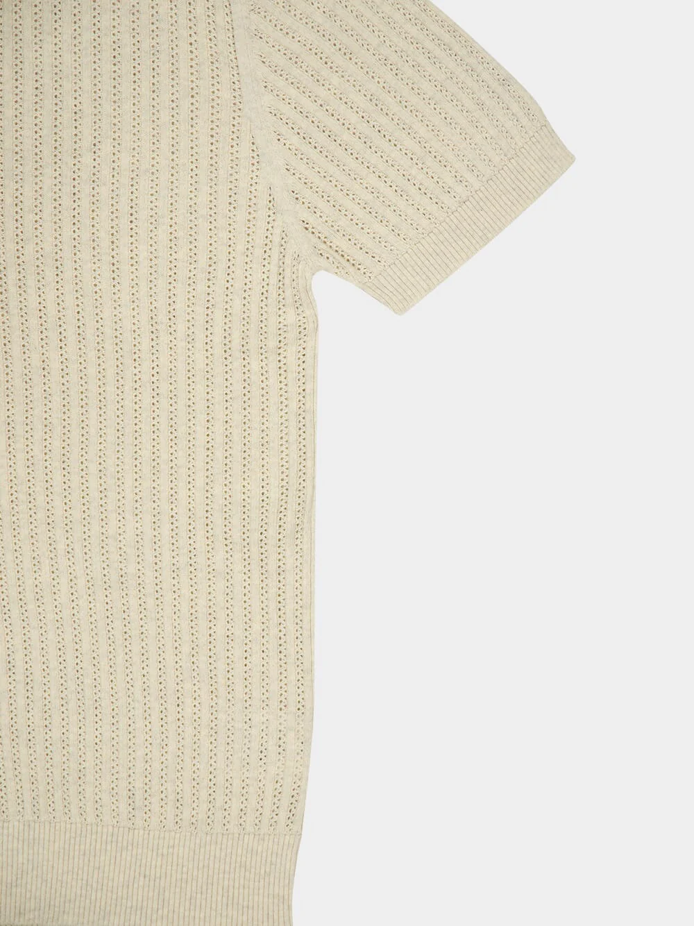 Ivory Chain Stitch Knit Polo - Image 5