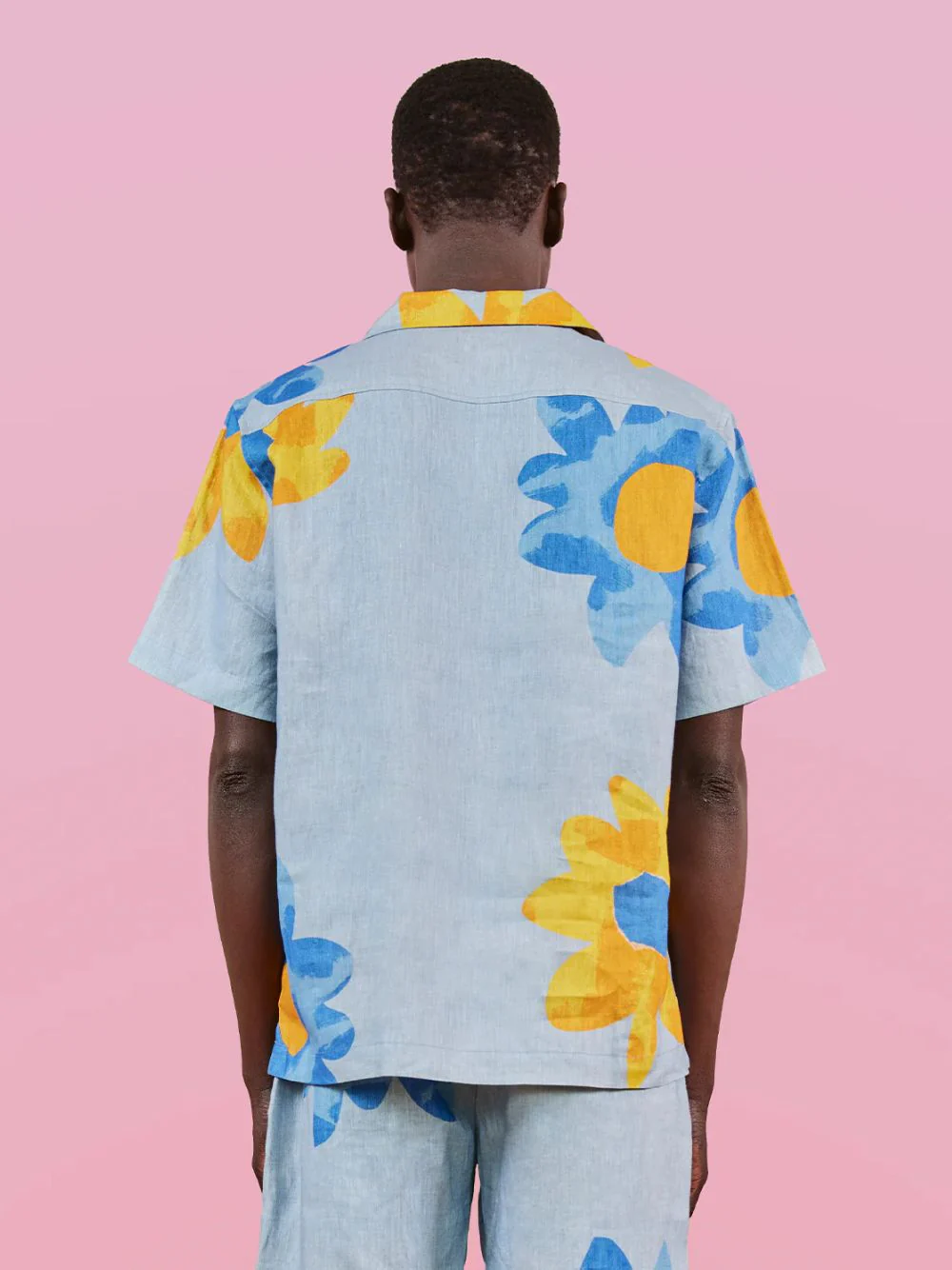 x John Booth Blue Floral Roberto Linen Shirt - Image 4