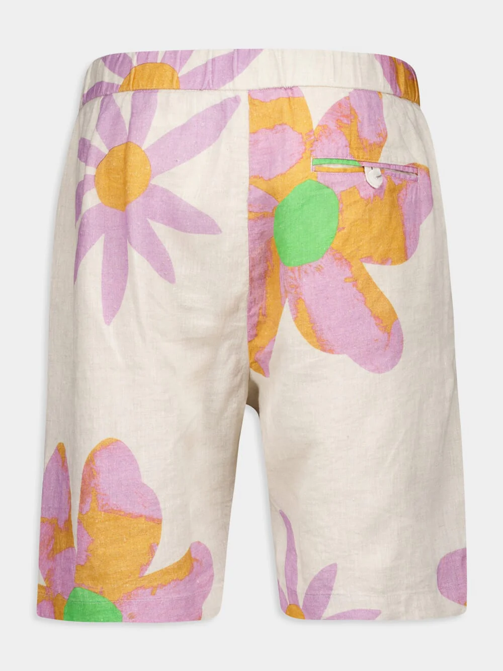 x John Booth Ecru Floral Felipe Linen Shorts - Image 3