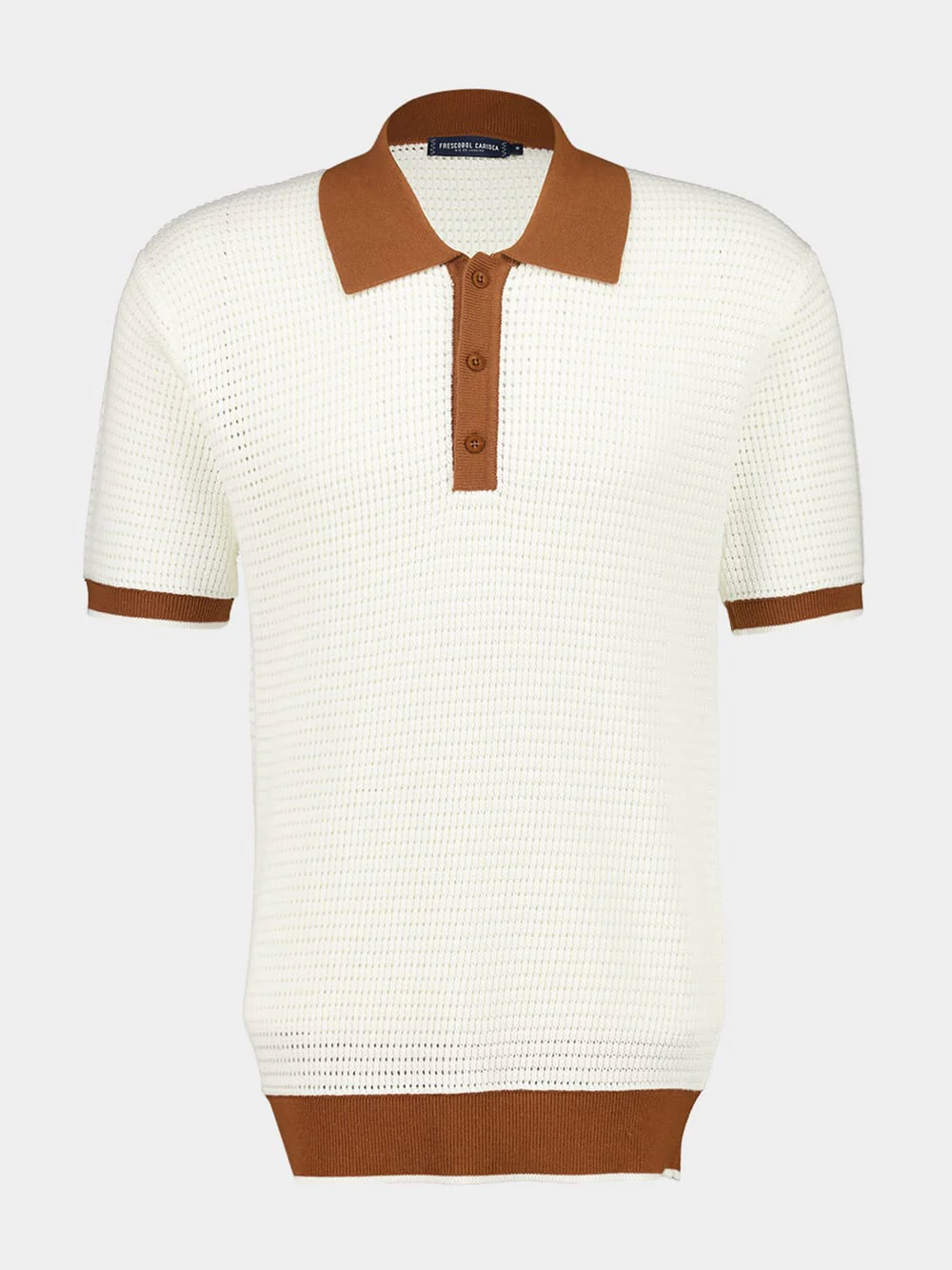 Ivory and Dark Almond Vidal Cotton Polo