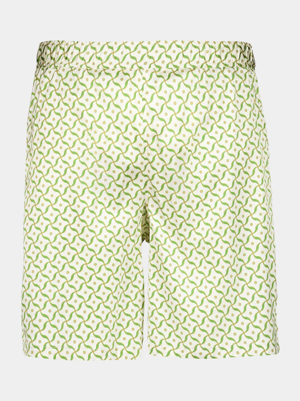 Ivory and Parakeet Green Palma Silk Shorts