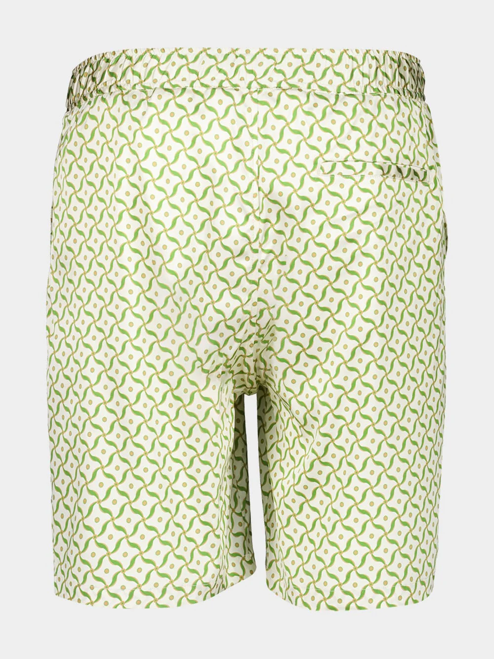 Ivory and Parakeet Green Palma Silk Shorts - Image 2
