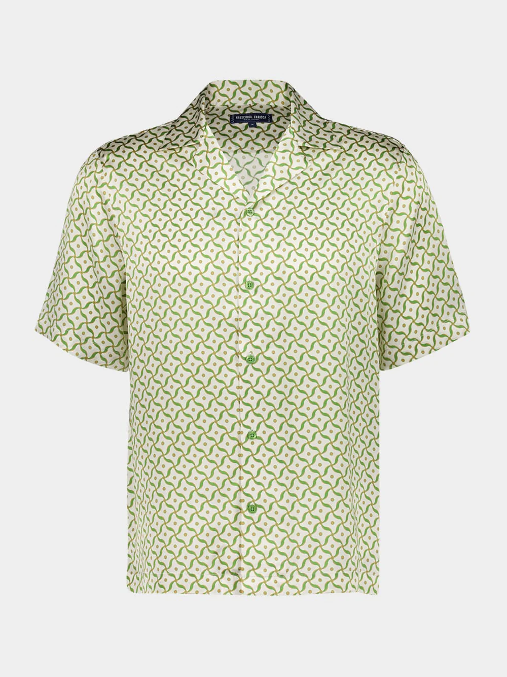 Ivory and Parakeet Green Roberto Silk Shirt