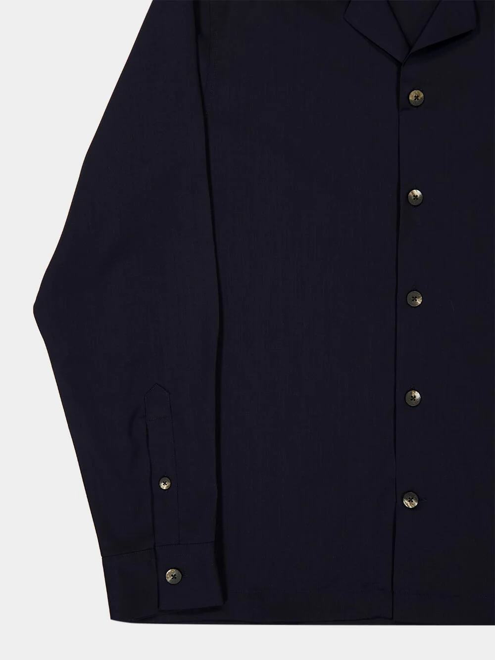 Navy Blue Safra Tropical Wool Shirt - Image 4