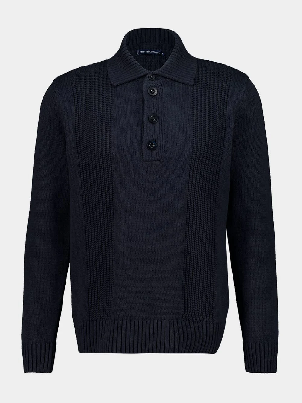 Navy Cotton-Cashmere Polo Jumper