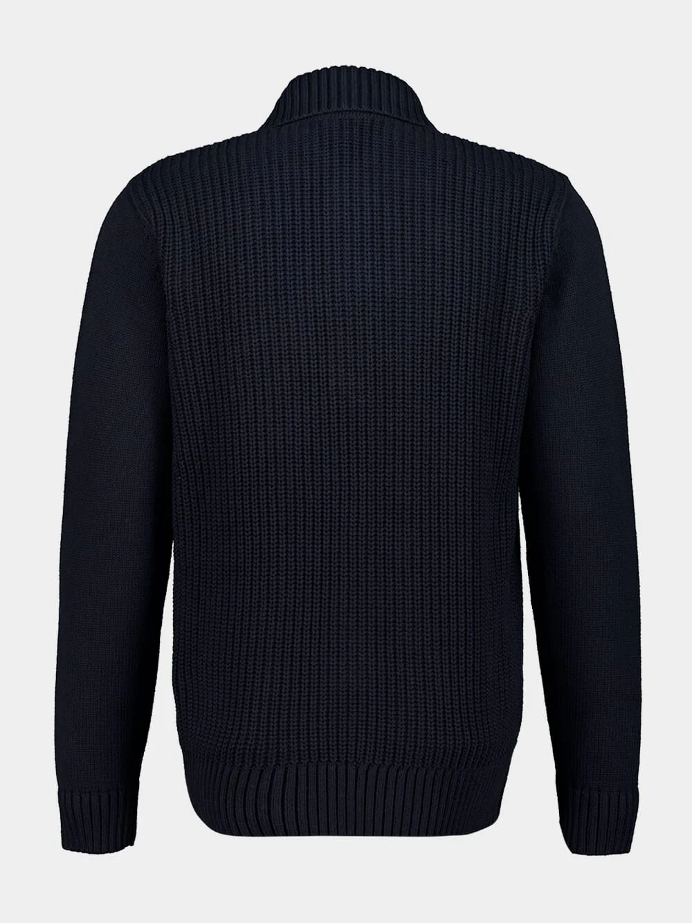 Navy Cotton-Cashmere Polo Jumper - Image 2