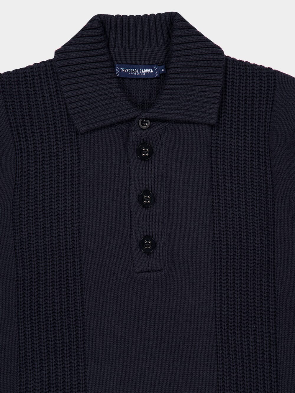 Navy Cotton-Cashmere Polo Jumper - Image 3