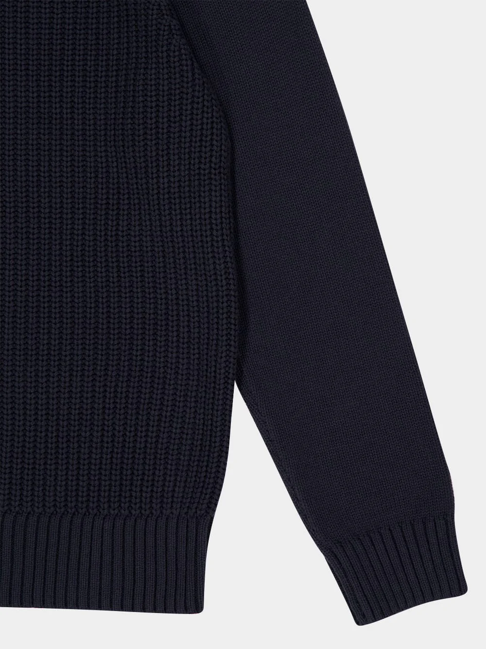Navy Cotton-Cashmere Polo Jumper - Image 4