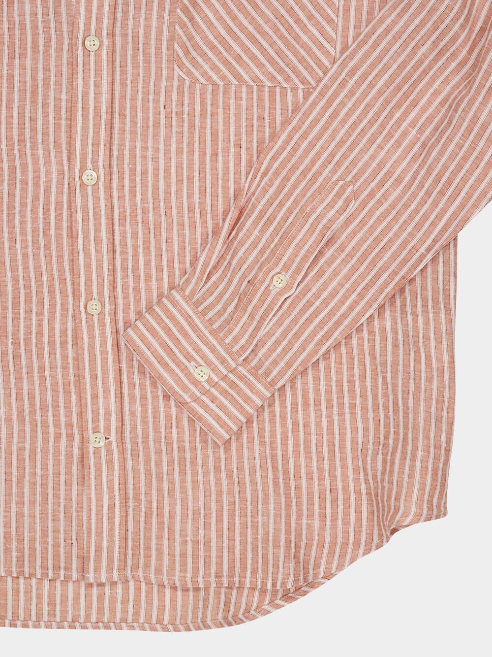 Pale Copper Striped Linen Shirt - Image 4