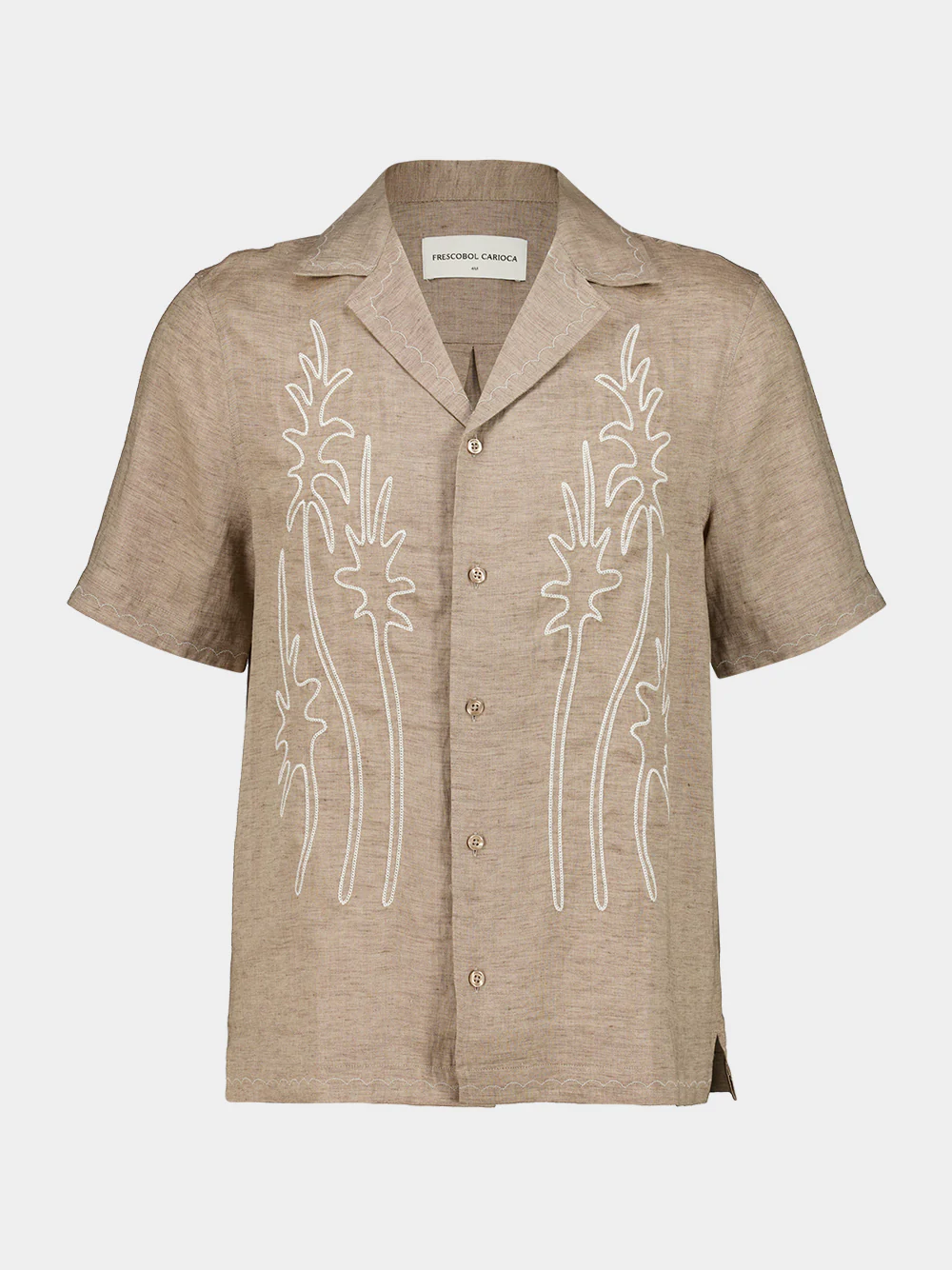 Light Brown Alves Linen Embroidered Shirt