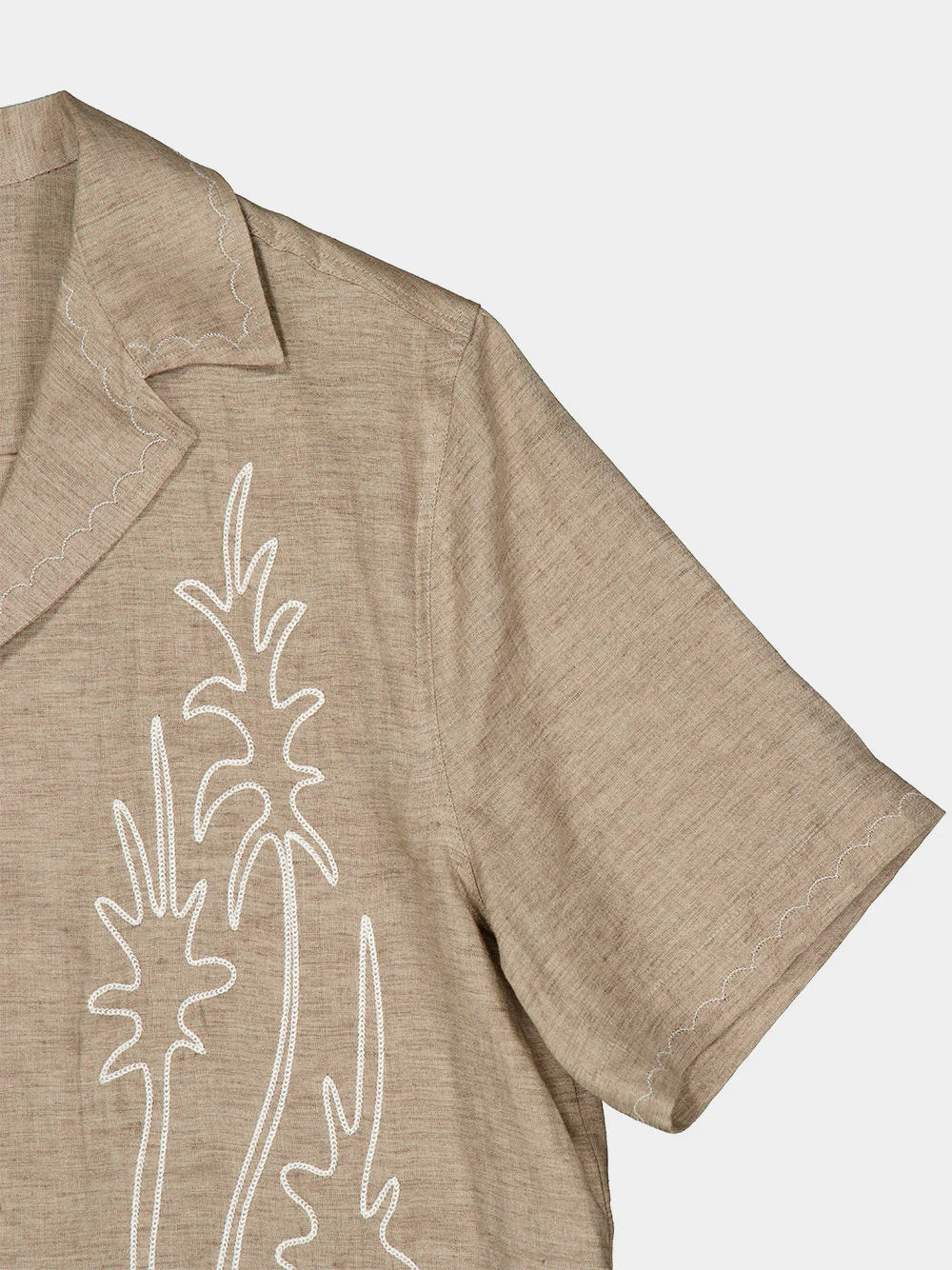 Light Brown Alves Linen Embroidered Shirt - Image 4