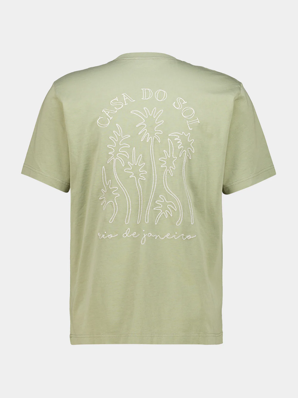 Palm Green Embroidered Cotton T-Shirt - Image 2