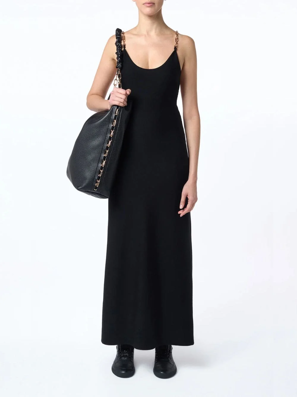 Black Adeona Chain Maxi Silk Dress - Image 2