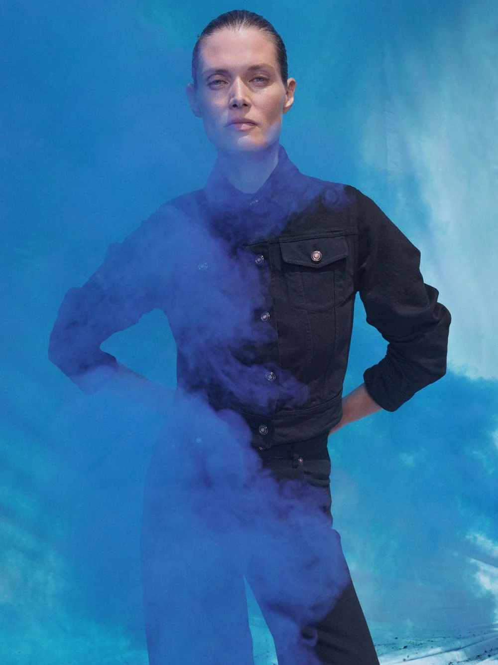 Black Adira Cropped Denim Jacket - Image 2