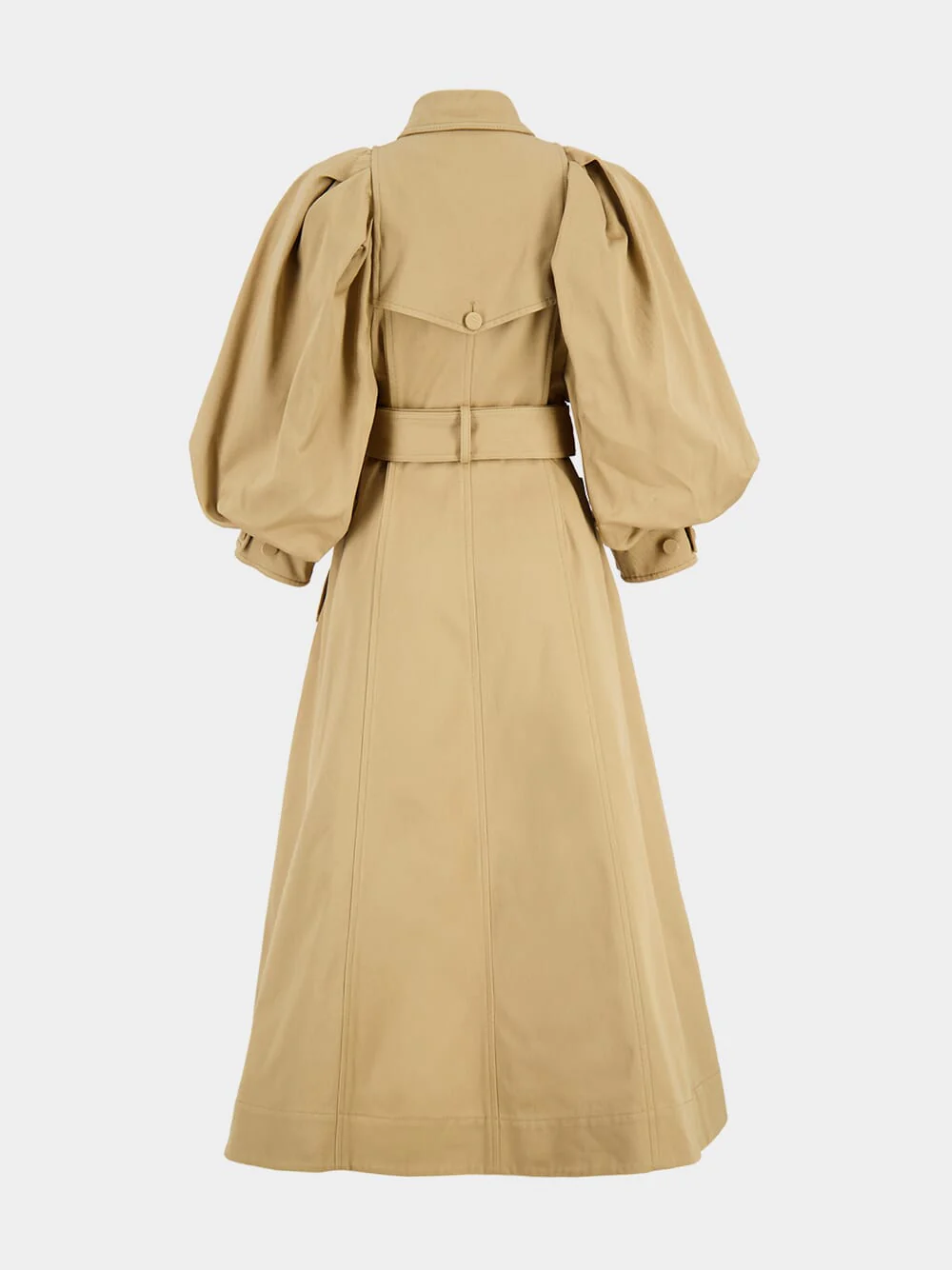 Camel Aeon Puff Sleeve Double-Breasted Trench Coat - Image 3