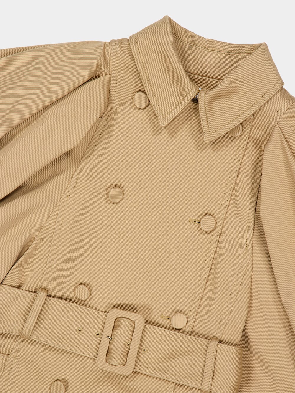 Camel Aeon Puff Sleeve Double-Breasted Trench Coat - Image 4